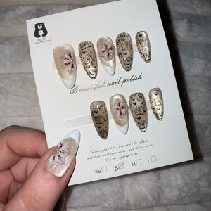 Gold and White French Tips Classic Love Design Luxe & Literature Nail Art Set